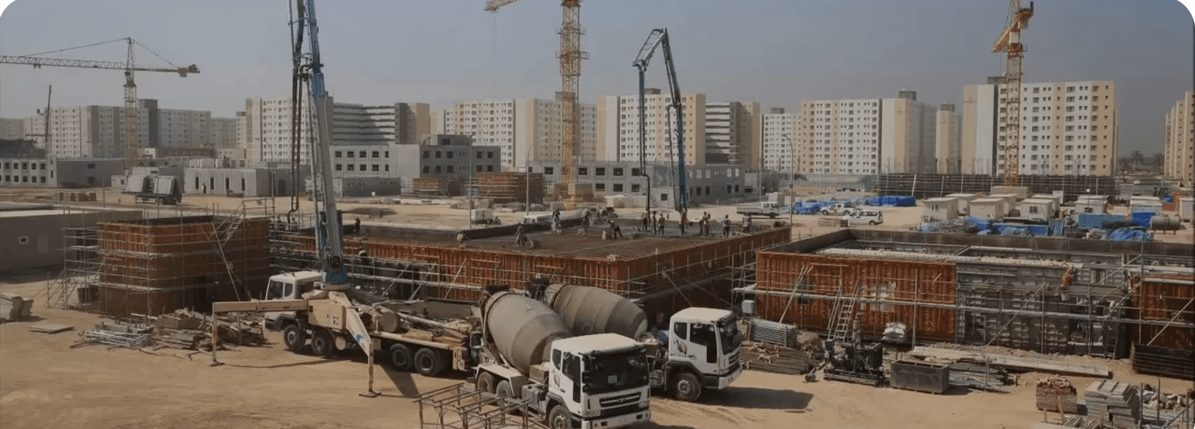 Construction site with cranes and equipment